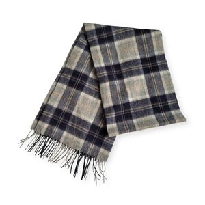 Balmoral 100% Lambswool Scarf Blue And Gray Plaid
